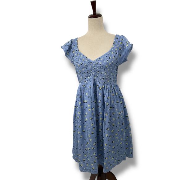 NEW Self Esteem smocked blue floral dress size XL flutter sleeve a-line sundress - Picture 5 of 13